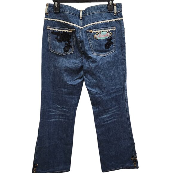 Moiselle Vintage Embellished Flared Jeans with Floral Beading - Approx. Size 32 - Picture 10 of 12